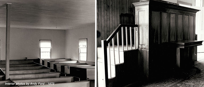 Photo of interior furnishings of Meeting House